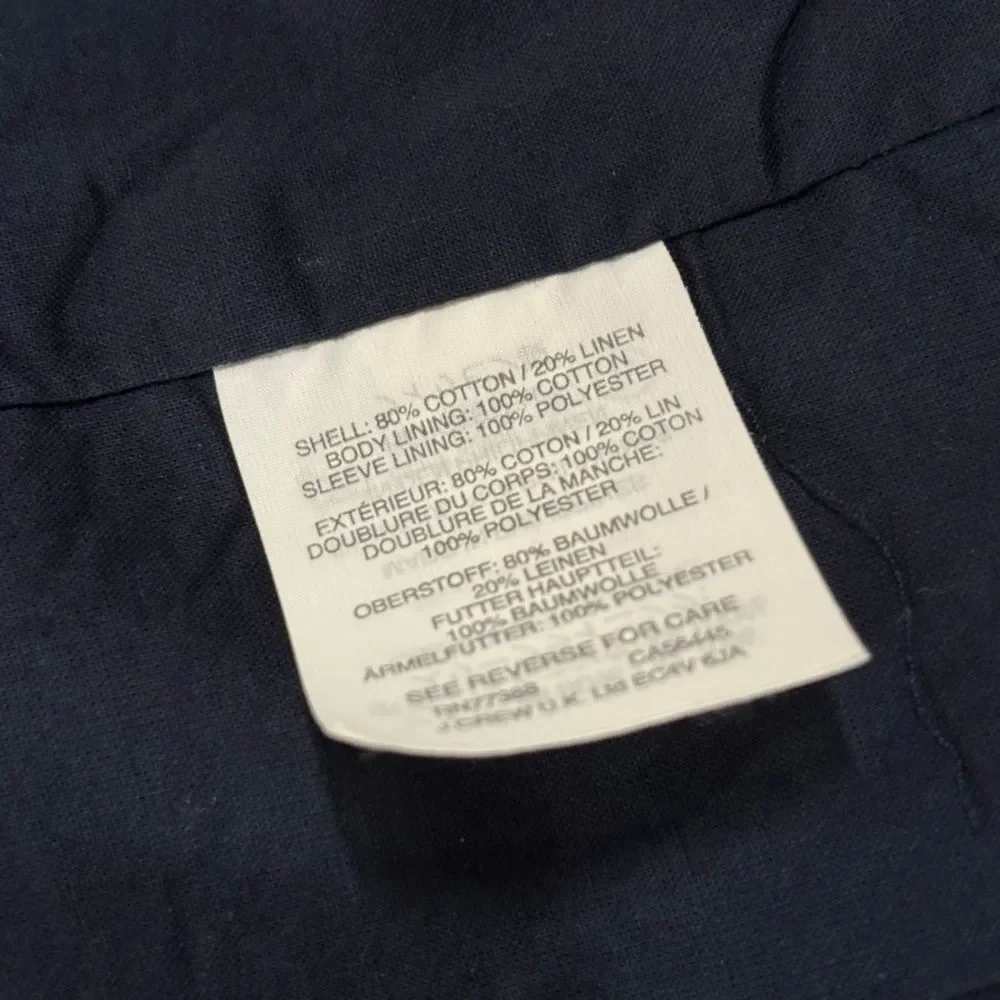 J Crew Black Classic Preppy Career Cotton Linen Blend One Button Boxy Blazer 12